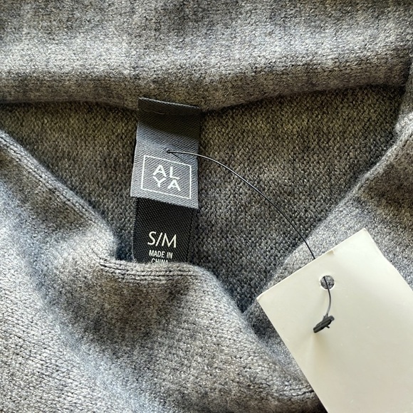 New ALYA Boho Funnel Neck Knit Sweater Poncho Oversize Versatile Heathered Gray - Picture 8 of 15